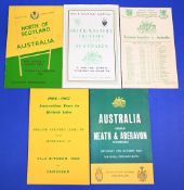 1957-8 & 1966-7 Australia in the UK Rugby Programmes (5): v Western Counties (Glos), SW Counties (
