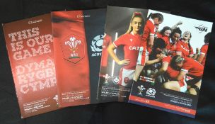 2020-2022 Wales Women's Test Rugby programmes (4): v Scotland 2020 & 2022 and v Ireland & Canada