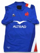 2022 Matchworn Cameron Woki French Rugby Jersey: France v England, splendid blue with red/white trim