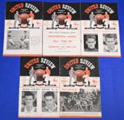 1955/56 Championship season Manchester Utd home match programmes Bolton Wanderers, Cardiff City,