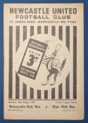 1953/54 Newcastle Utd reserves v Manchester Utd Central League match programme; fair/good. (1) NB: