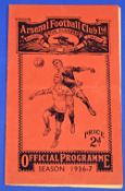 Pre-War 1936/1937 FA Cup 4th round tie Arsenal v Manchester Utd at Highbury 30 January 1937 match