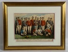 Late c19th Famous Football Players framed coloured Repro Print: c.24