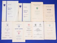 1961-83 Mostly English Counties Rugby Dinner Menus (8): Middlesex v Glos Counties Final 1976 &