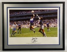 1986 World Cup Hand of God Maradona Goal against England, with Maradona and Peter Shilton signed