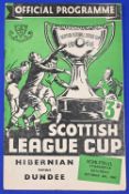 1952 Scottish League Cup s/f Hibernian v Dundee match programme at Tynecastle 4 October 1952, fair/