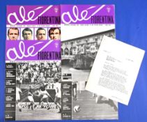 1966/67 Friendly match AC Fiorentina v Manchester Utd 12 October 1966 in Italy; no programme