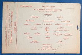1956/57 Manchester Utd reserves v Rest of Central League champions challenge match programme 29