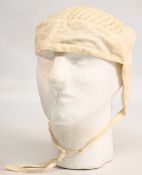 1920s Original Rugby Union Cloth Skull Cap: Very clean, evocative white cloth example with earpieces