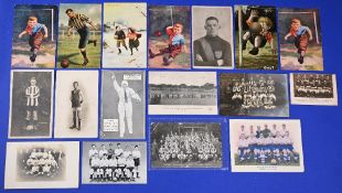 Collection of football cards to include 'A dash for the ball' postcard (date stamped 16 May 1907);