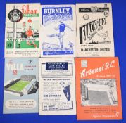 1949/50 Manchester Utd away match programmes v Arsenal, Manchester City, Aston Villa, Blackpool,