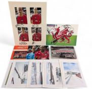 Wales & Wrexham Football Signed Photographs and Christmas cards unused, a Wales signed v Norway