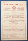 1959/60 Lancashire Senior Cup semi/final single sheet Liverpool v Manchester United match
