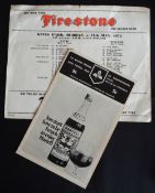1972 Natal & W Province v England Rugby Programmes (2): Natal a single sheet with teams & advert, WP