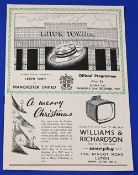 1957/58 Luton Town v Manchester Utd Div. 1 match programme 26 December 1957; very slight crease,