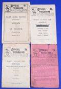 War time Rugby League programmes: 1943/44 Wigan v Oldham, Dewsbury, Leeds and at Wigan England v