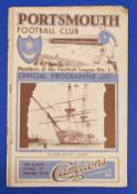 1935/1936 Portsmouth v Middlesbrough Div. 1 match programme 28 December 1935 at Fratton Park; covers