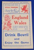 1932 Wales v England Rugby Programme: Again at St Helen's, Swansea, and in VG condition
