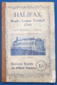 Halifax Historical Records & Illustrated Official Souvenir Rugby League, 1931: 100pp substantial,