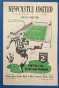 1948/49 Newcastle Utd reserves v Manchester United Central League programme 26 March 1949; fair/
