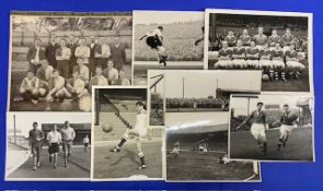 Football b&w photographs to include press images of John Hewit and Denis Violet of Manchester United