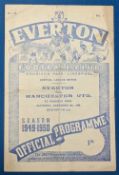 1949/50 Everton reserves v Manchester United Central League 4 page match programme; 5 November
