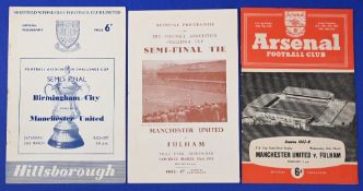 FAC s/f match programmes to include 1956/57 Birmingham City v Manchester Utd at Sheffield Wednesday;