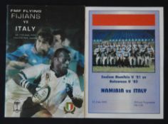 2001 & 2006 Namibia & Fiji v Italy Rugby Programmes (2): Far-distant venues for the Italians in