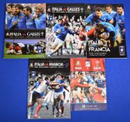 2001-2013 Italy v Wales & v France Rugby Programmes (5): v Wales 2001, 09 & 11; and v France