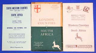 1951-2 S Africa in the UK Rugby Programmes (3): v SW Counties at Home Park, Plymouth, first of the