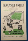 1949/50 Newcastle Utd reserves v Manchester Utd Central League match programme 7 January 1950;