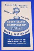 Post war Rugby League programme: Wigan v Huddersfield 1945/46 Championship Final Maine Road. Good-