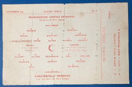 1946/47 Manchester United reserves v Chesterfield Central League single sheet match programme 2