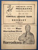 Pre-War 1935/1936 Manchester Utd. v Burnley Central League match at Old Trafford 4 page programme 15