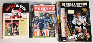 1994/95 Manchester Utd complete season home league match programmes (21); FAC Wrexham, Leeds Utd,