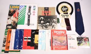 Welsh & B Lions Rugby Programme etc miscellany (30+): W v NZ Hist DVD, NZ Maori 82 Rosette, WRU