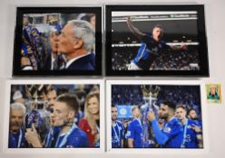 Leicester City FC signed framed photographs to include Claudio Ranieri, Jamie Vardy x2 and Riyad