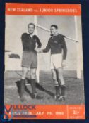 1960 Junior Springboks v NZ All Blacks Rugby Programme: A little browned but G overall, 20pp issue