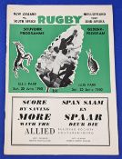 1960 S Africa v New Zealand 1st Test Rugby Programme: The Jo'burg clash from this big tour. Exc