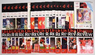 Manchester United FC home football programmes 1990/91 x22 and 3x tickets, 2001/02 x14 and 2x tickets