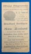1907 Bradford Northern v New Zealand Rugby League Programme, a 4 paged folded programme - unmarked