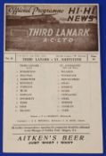 1953/54 Third Lanark v St. Johnstone Div. 'B' match programme 20 February 1954 in good condition. (