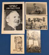 Wigan Rugby League Jim Sullivan Postcards Photograph, Tribute Newspaper Cutting, one photograph
