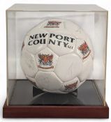 Newport County Multi signed Football, in a fine display case made by dream keeper - c2000