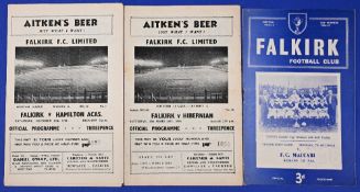 Selection of Falkirk home match programmes 1953/54 Hamilton Academicals, 1955/56 Hibernian, 1957/