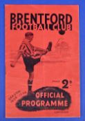 1938/1939 Brentford v Preston NE Div. 1 match programme 7 April 1939; centre fold (kept flat),