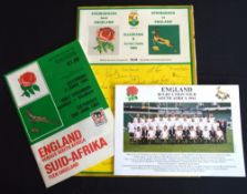 1984/94 S African Tests v England Rugby Programmes etc (3): The Port Elizabeth & Johannesburg