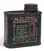 Unusual Militol Golf Shoes Waterproofing Tin Advertising - still has contents, 8cm tall. UK