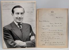 Vintage Henry Cotton signed Photograph 1945 with a handwritten letter also signed, on Dorchester