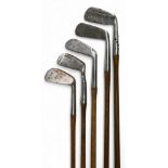 5x Various Golf clubs - to incl Tom Morris mussel back jigger stamped St Andrean made by Tom